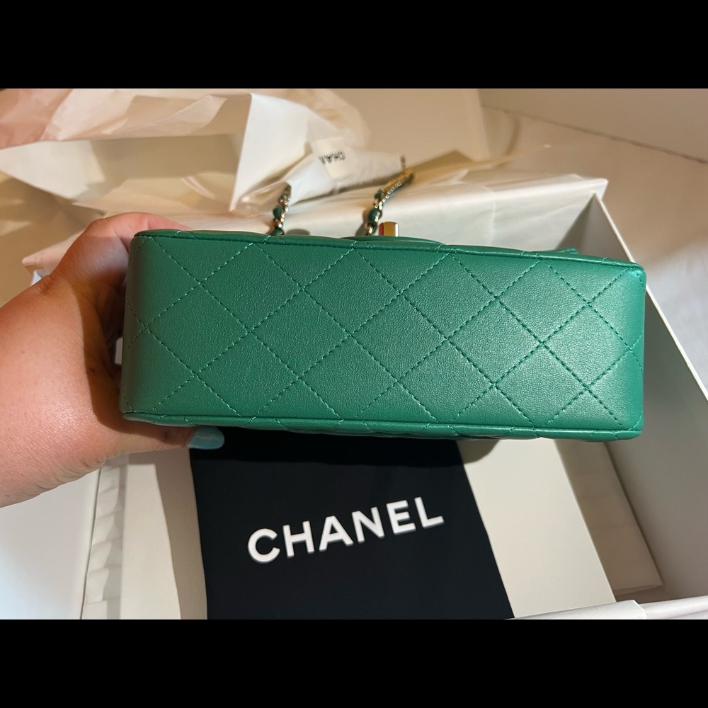 ❌SOLD❌💚💚Chanel mini rectangular top handle GREEN 💚💚 - Picture 8 of 12